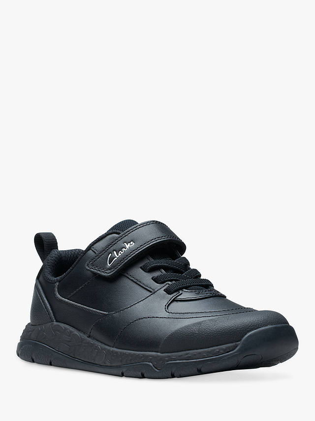 Clarks Kids' Steggy Stride Leather Shoes, Black Leather