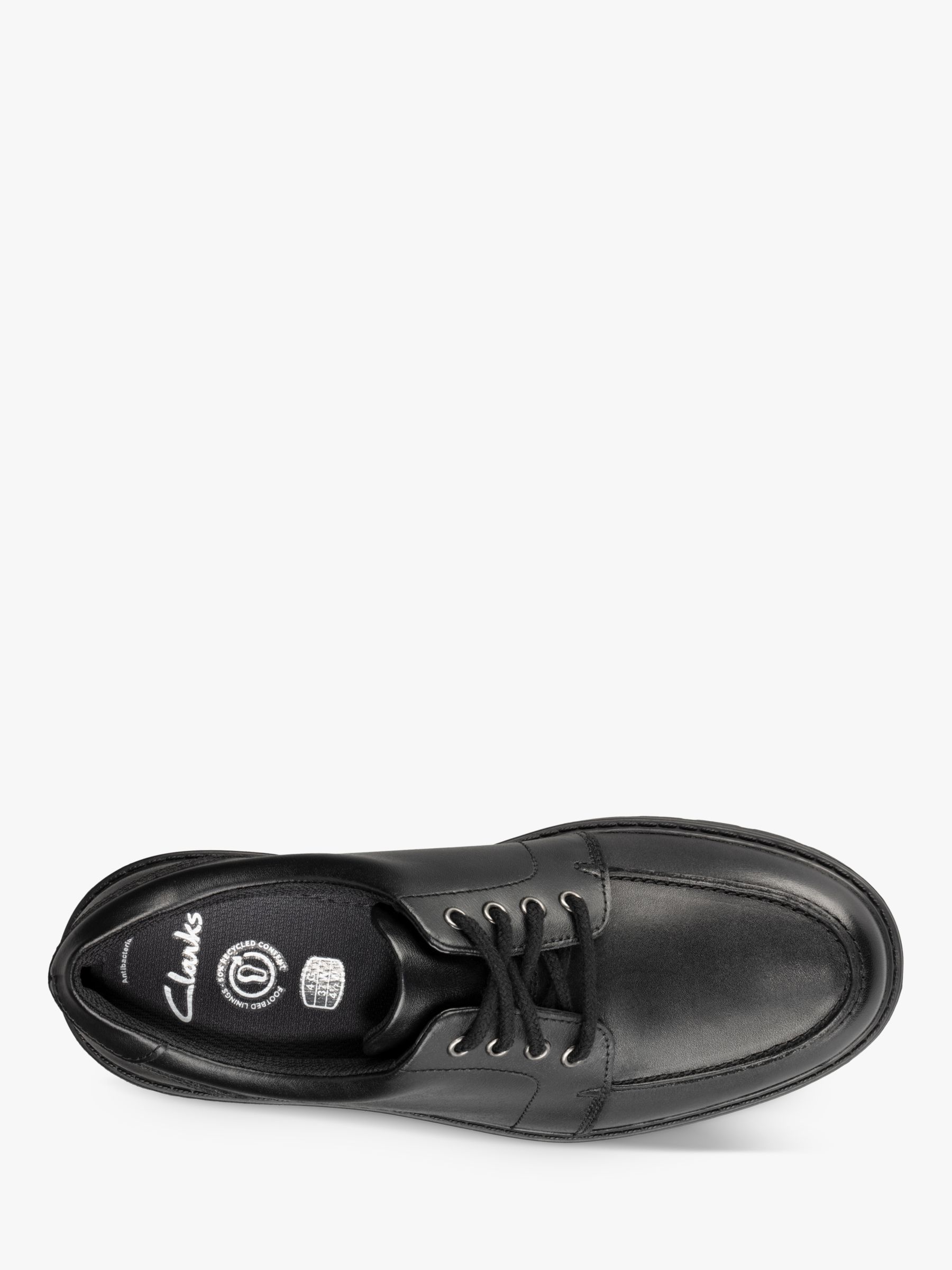 Clarks Kids' Loxham Pace Leather School Shoes, Black, 3F