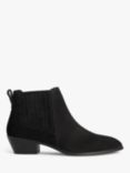 John Lewis Porto Cropped Almond Toe Western Boots, Black Suede