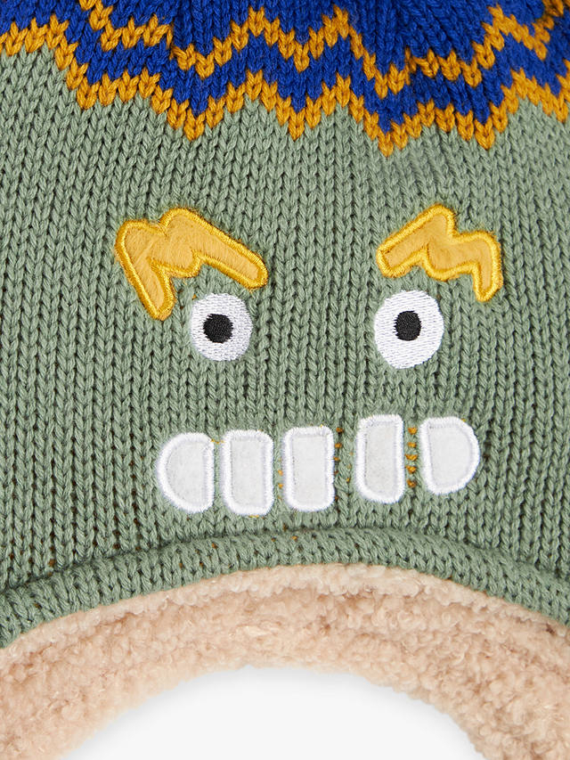 John Lewis Kids' Funny Face Trapper Hat, Green