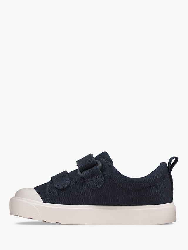 Clarks Kids' City Bright Riptape Trainers, Navy Canvas