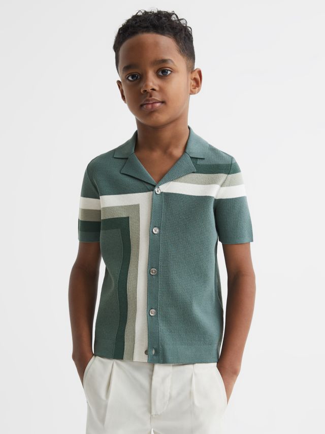 Reiss Kids Suffolk Cuban Collar Shirt Sage 4 5 years