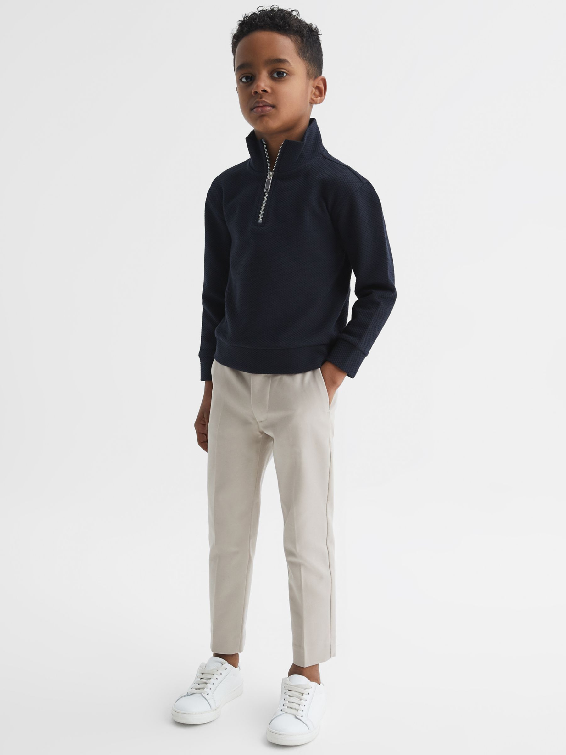 Reiss Kids' Eastbury Trousers, Stone at John Lewis & Partners