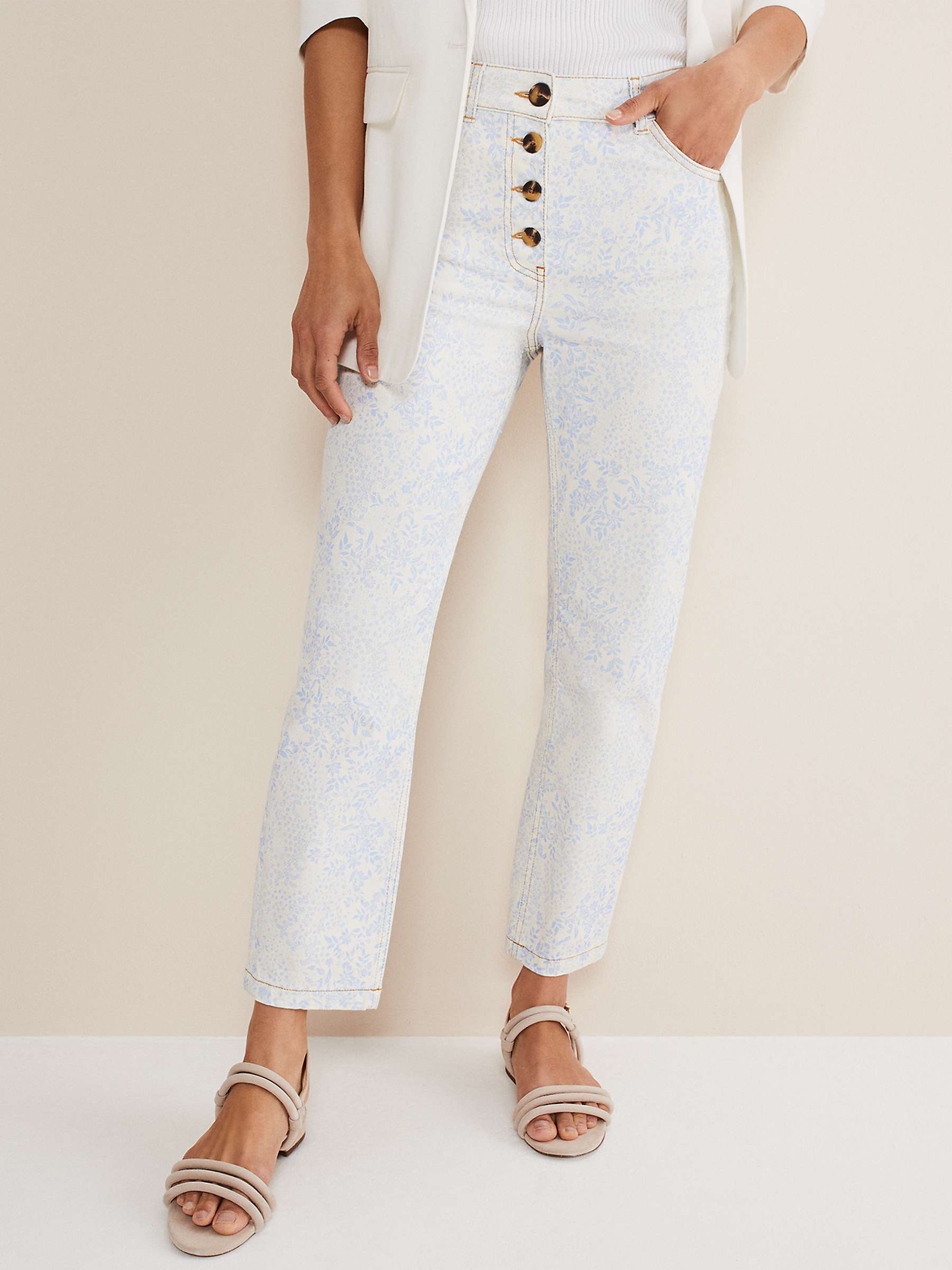 Buy Phase Eight Cordelia Floral Print Jeans, Ivory/Blue Online at johnlewis.com