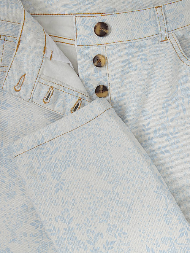 Phase Eight Cordelia Floral Print Jeans, Ivory/Blue