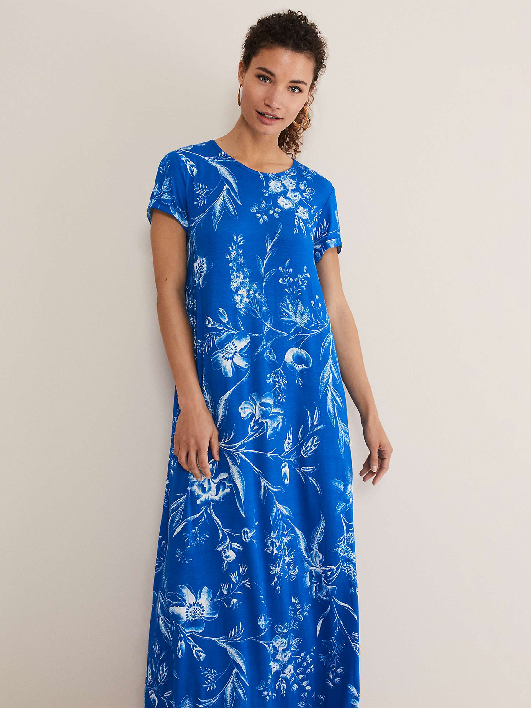 Phase Eight Roxana Floral Maxi Dress, Blue at John Lewis & Partners