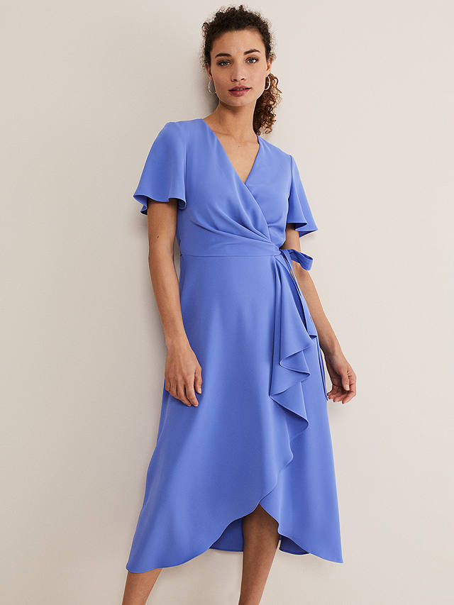Phase Eight Julissa Wrap Midi Dress, Foxglove Blue