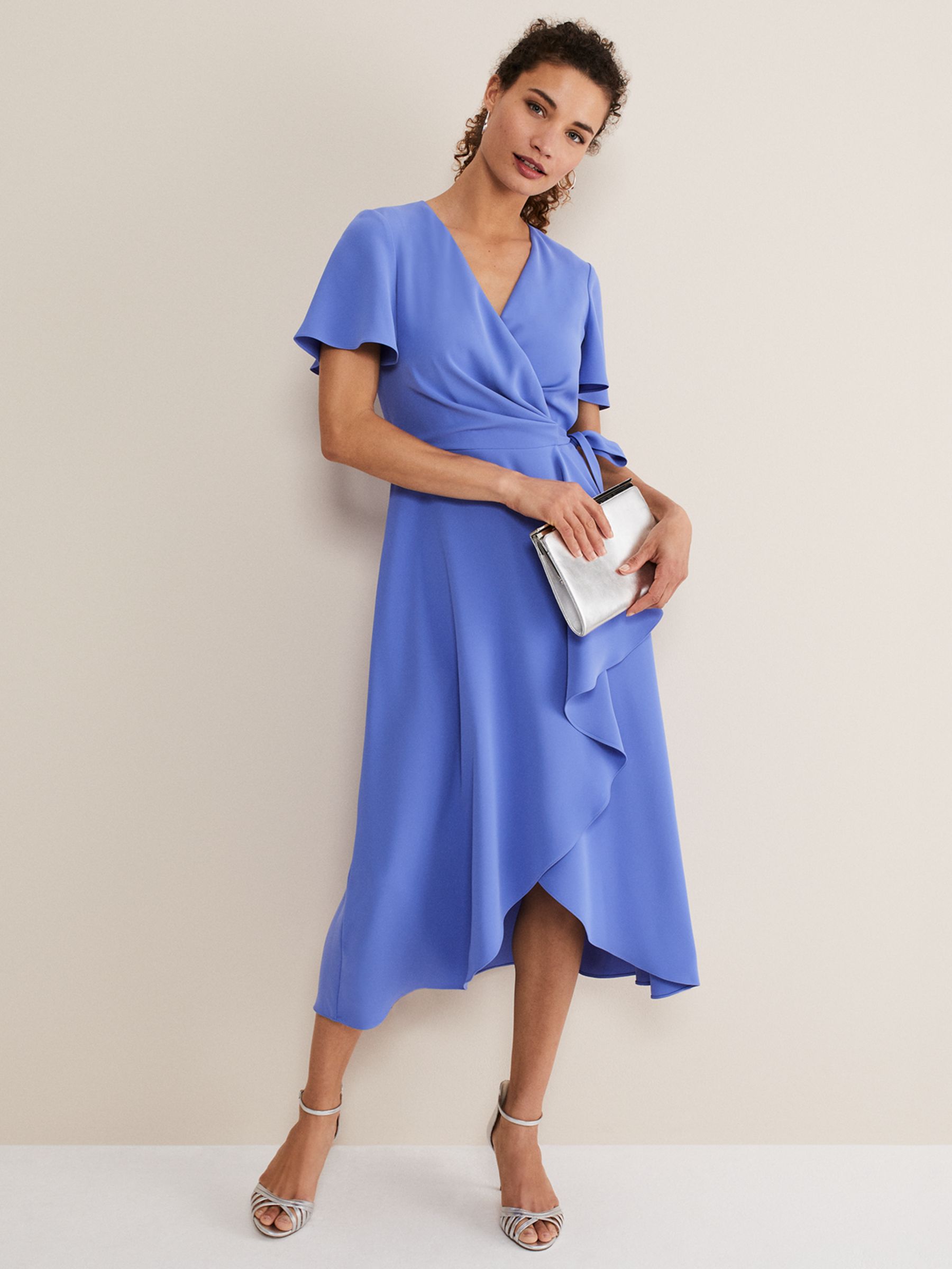 Phase Eight Julissa Wrap Midi Dress, Foxglove Blue at John Lewis & Partners