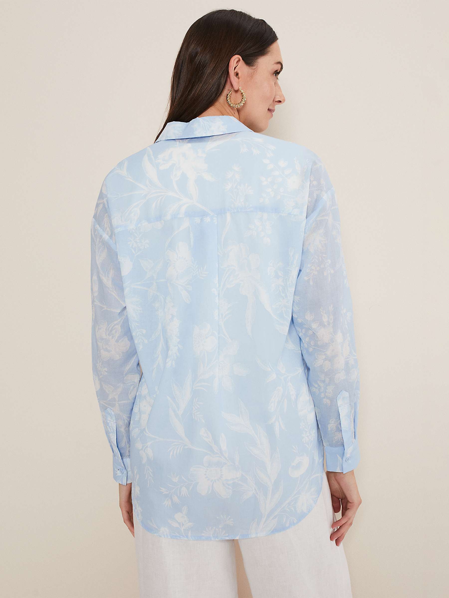Buy Phase Eight Cotton Kaya Shirt, Blue/White Online at johnlewis.com