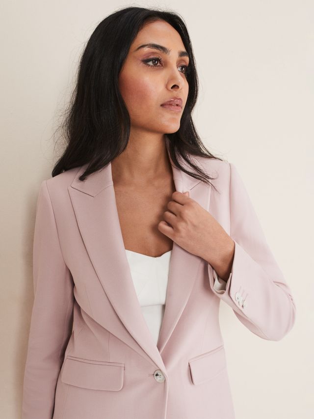 Light pink hot sale long blazer