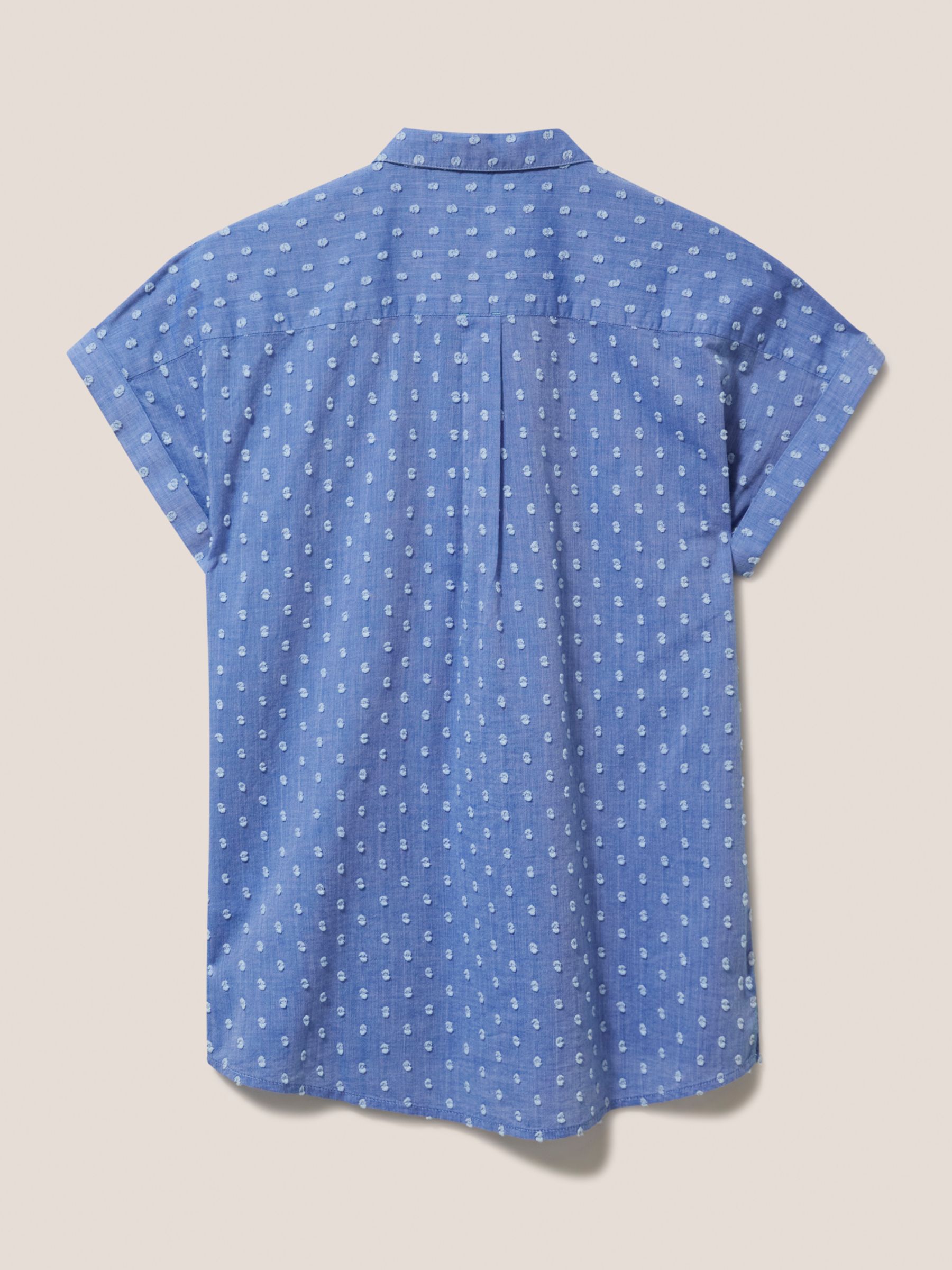 White Stuff Ella Organic Cotton Dobby Shirt, Blue at John Lewis & Partners