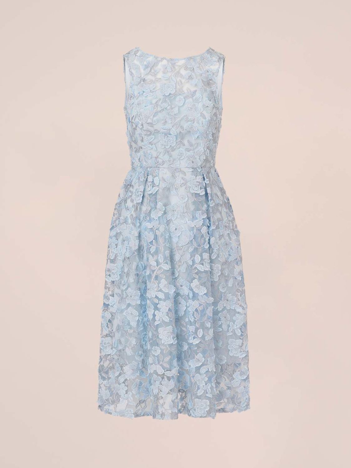 Adrianna Papell 3D Embroidery Fit And Flare Dress Glacier 6