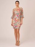 Adrianna Papell Floral Embroidered Sheath Dress, Bright Rose/Multi