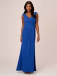 Adrianna Papell Crepe Draped Collared Maxi Dress, Royal Blue, Royal Blue