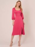 Adrianna Papell Satin Crepe Cut Out Midi Dress, Pink Lotus