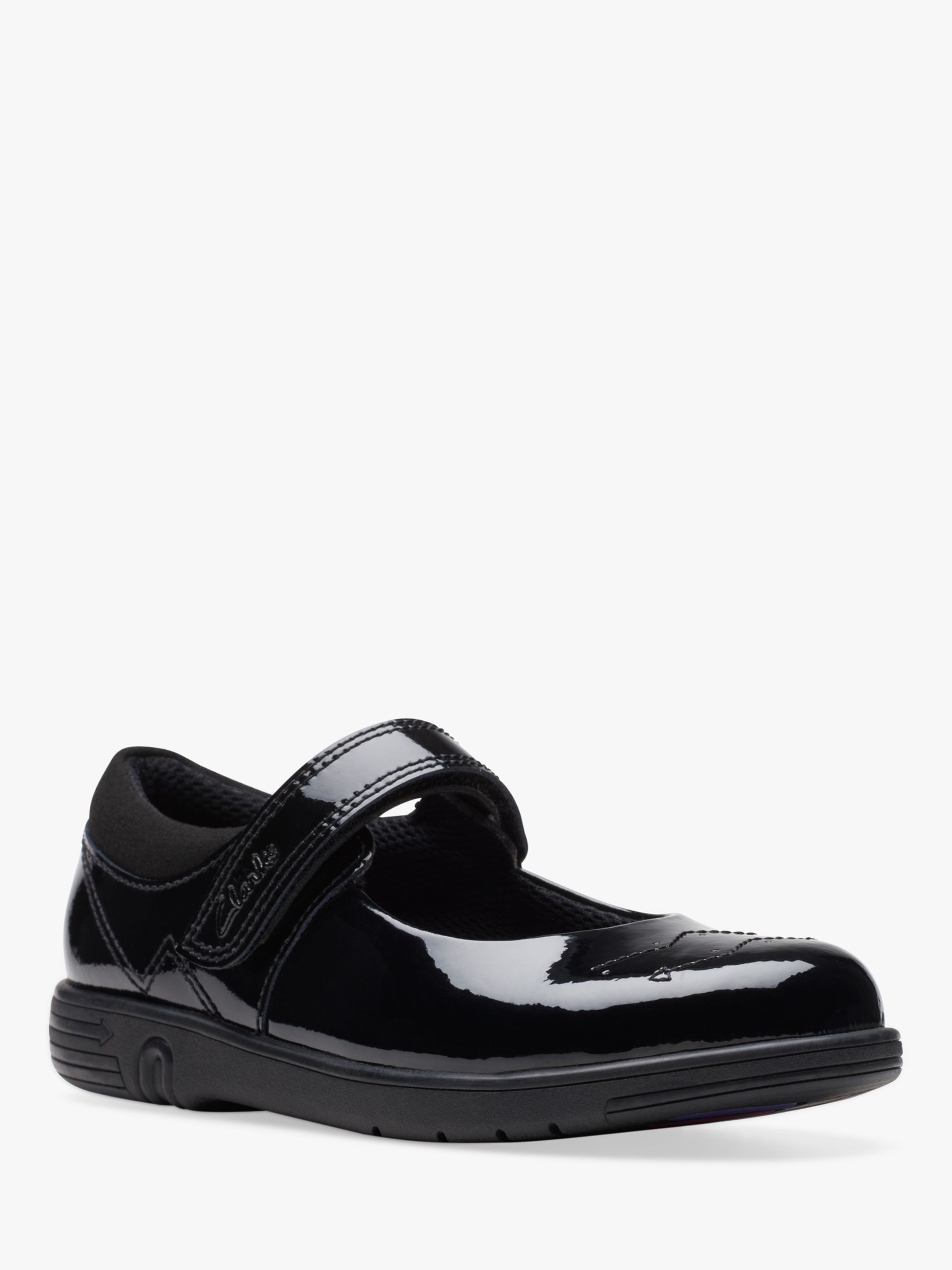 Clarks Kids' Jazzy Jig School Shoes, Black Patent at John Lewis & Partners