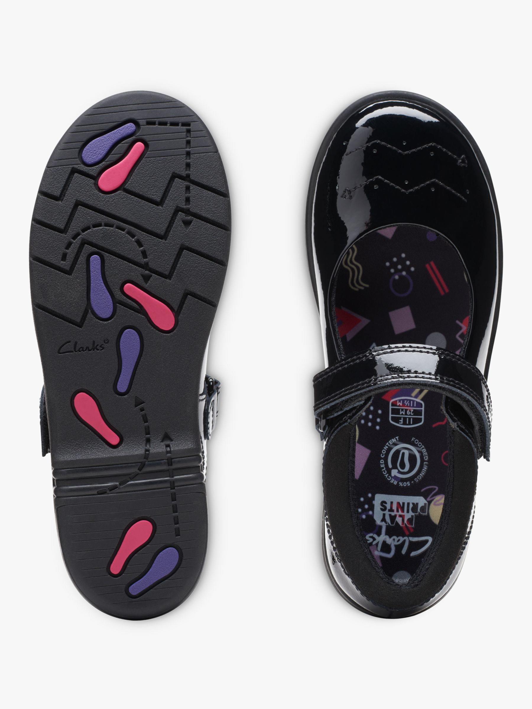 Clarks Kids' Jazzy Jig School Shoes, Black Patent, 2.5G