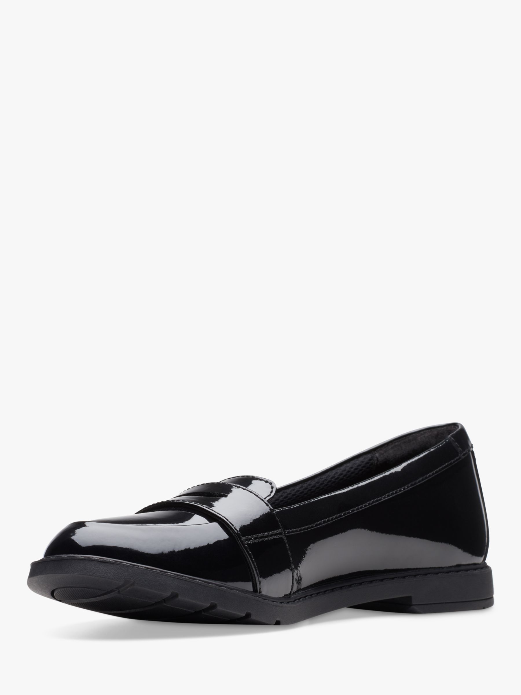 Clarks Kids' Scala Loafer School Shoes, Black Patent, 3F Jnr