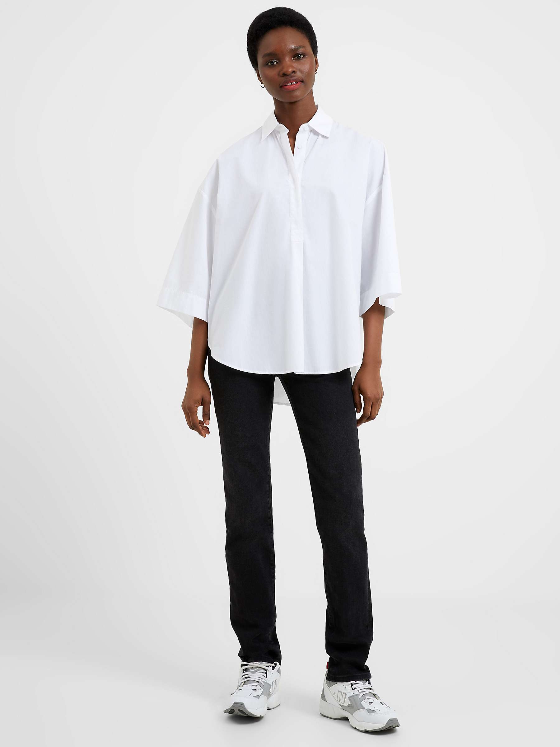 Buy French Connection Rhodes Poplin Blouse, Linen White Online at johnlewis.com