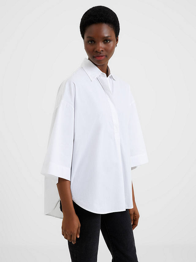 French Connection Rhodes Poplin Blouse, Linen White