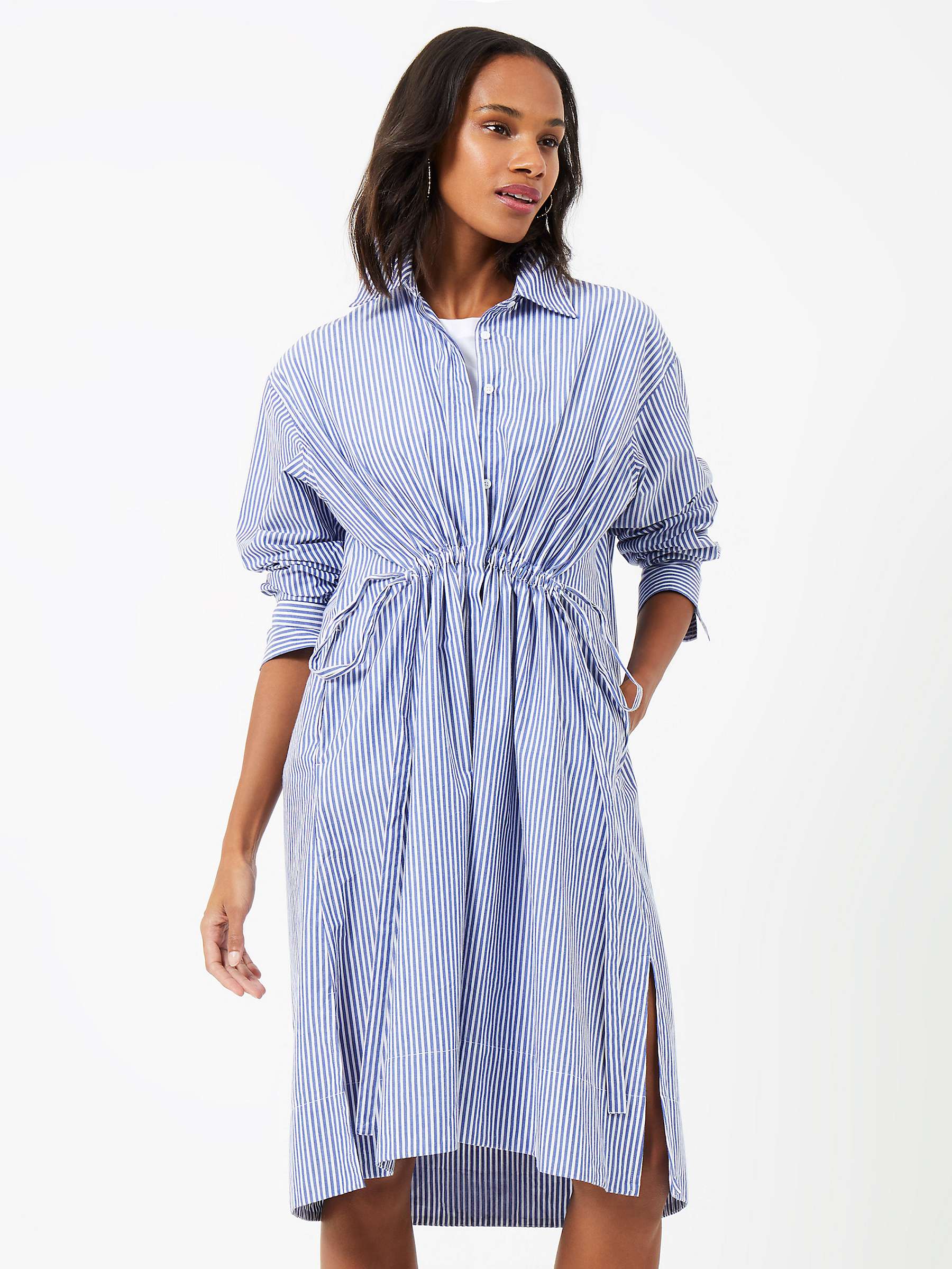 Buy French Connection Rhodes Stripe Shirt Dress, Blue/White Online at johnlewis.com
