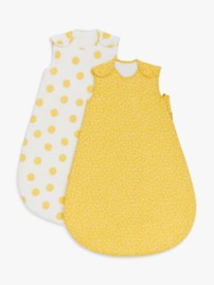 John Lewis ANYDAY Spots Baby Sleeping Bag, 2.5 Tog, Pack of 2, Yellow/White, 18-36 months