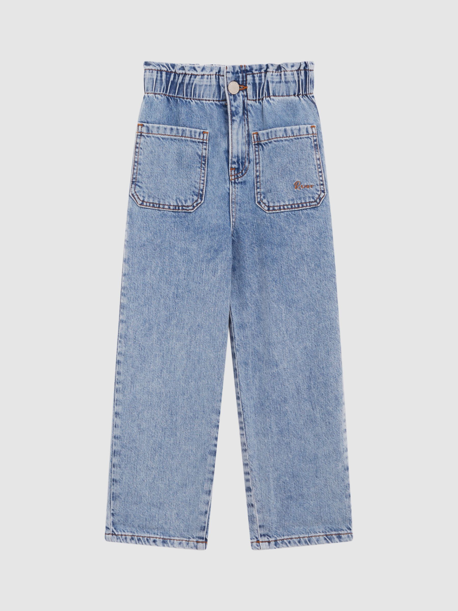 Buy Reiss Kids' Elodie Washed High Waist Jeans, Blue Online at johnlewis.com