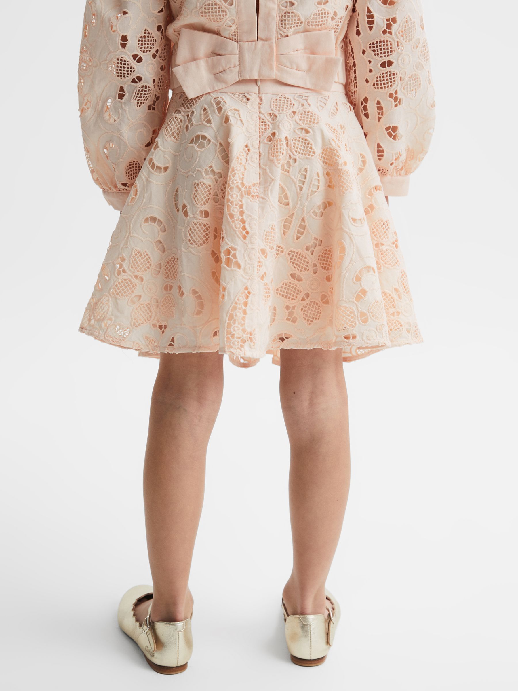Buy Reiss Kids' Nella Cotton Lace Mini Skirt, Pink Online at johnlewis.com