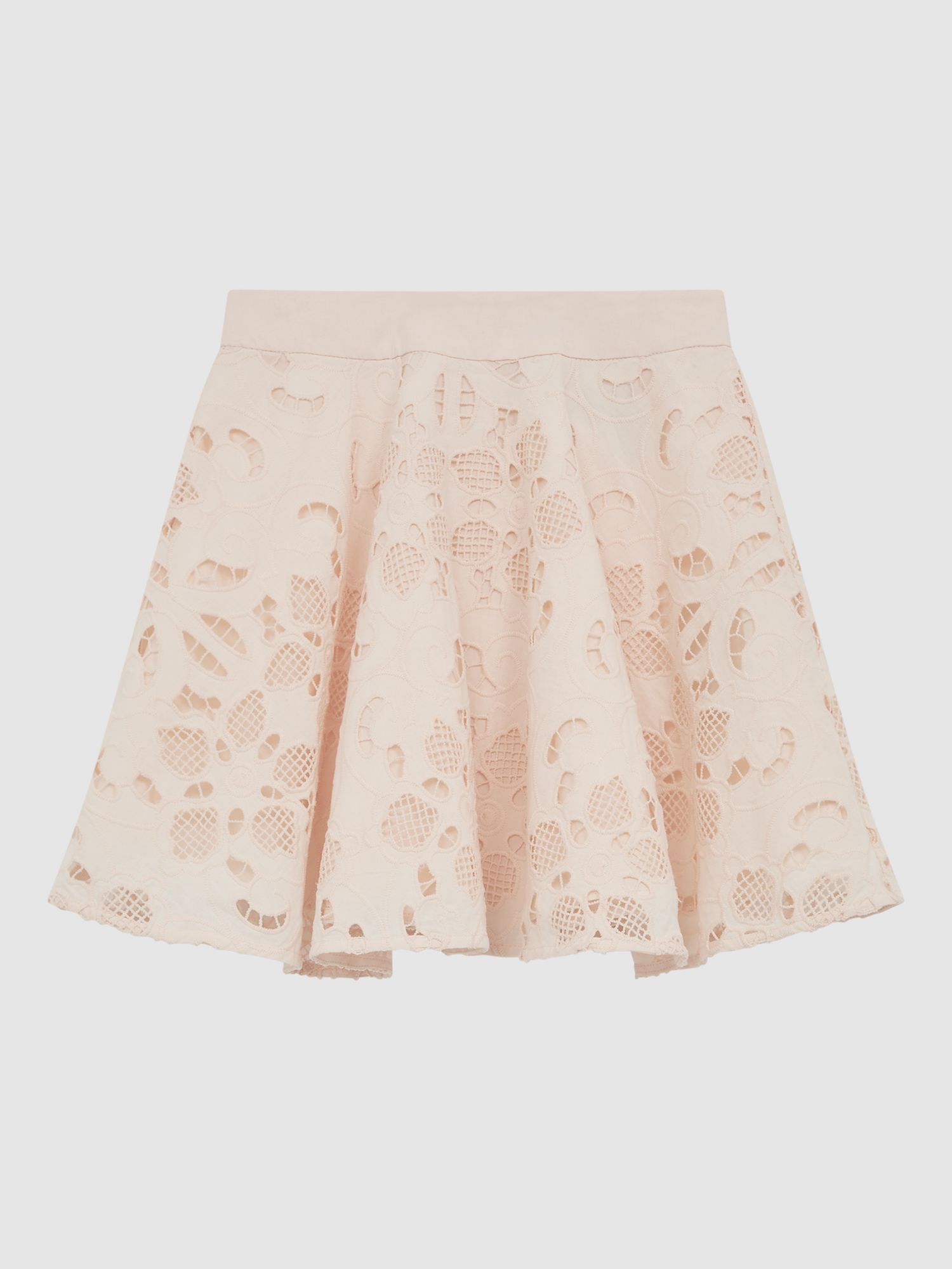 Reiss Kids' Nella Cotton Lace Mini Skirt, Pink, 4-5 years