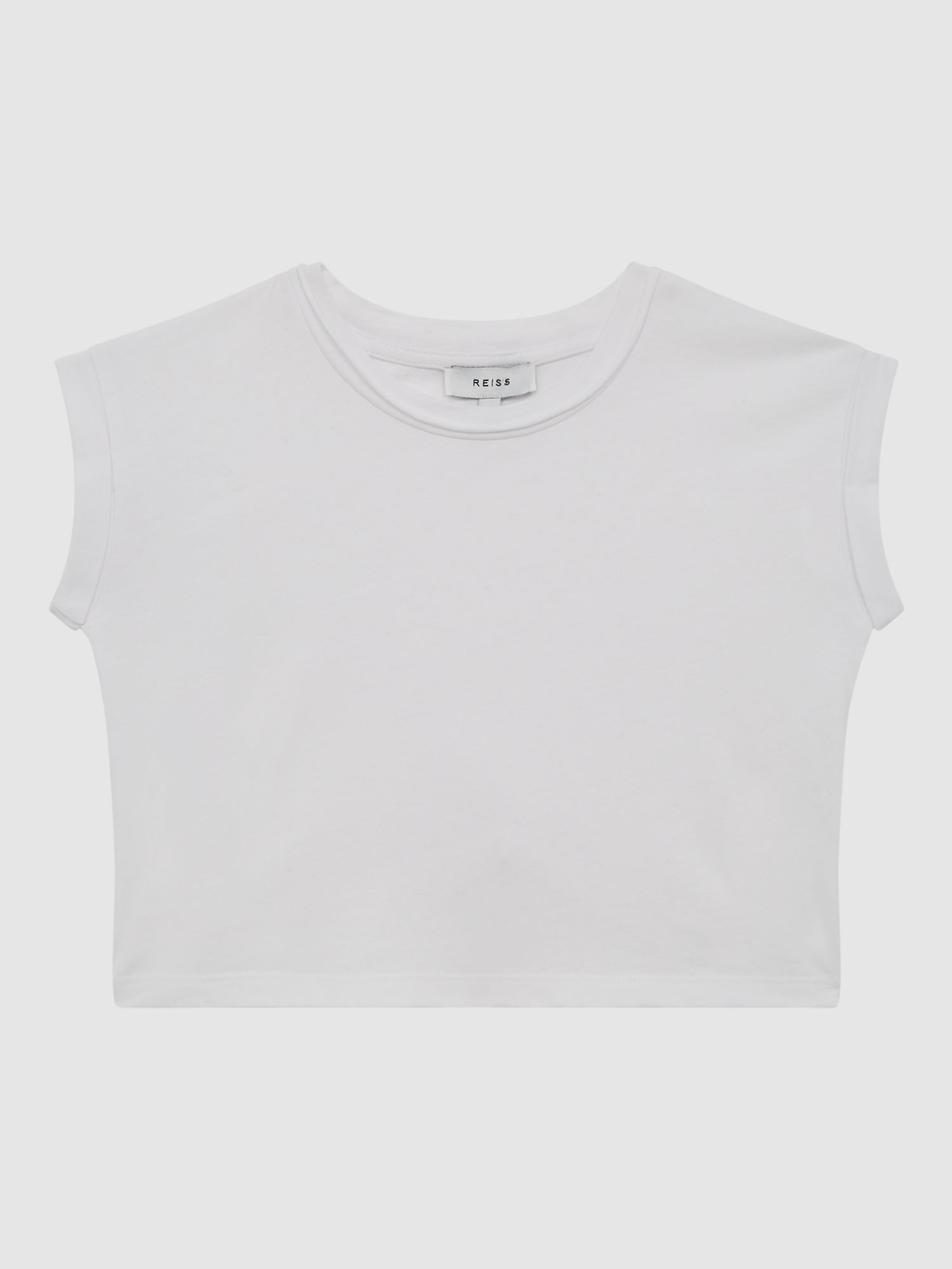 Reiss Kids' Terry Cotton Cropped T-Shirt, White, 5-6 years