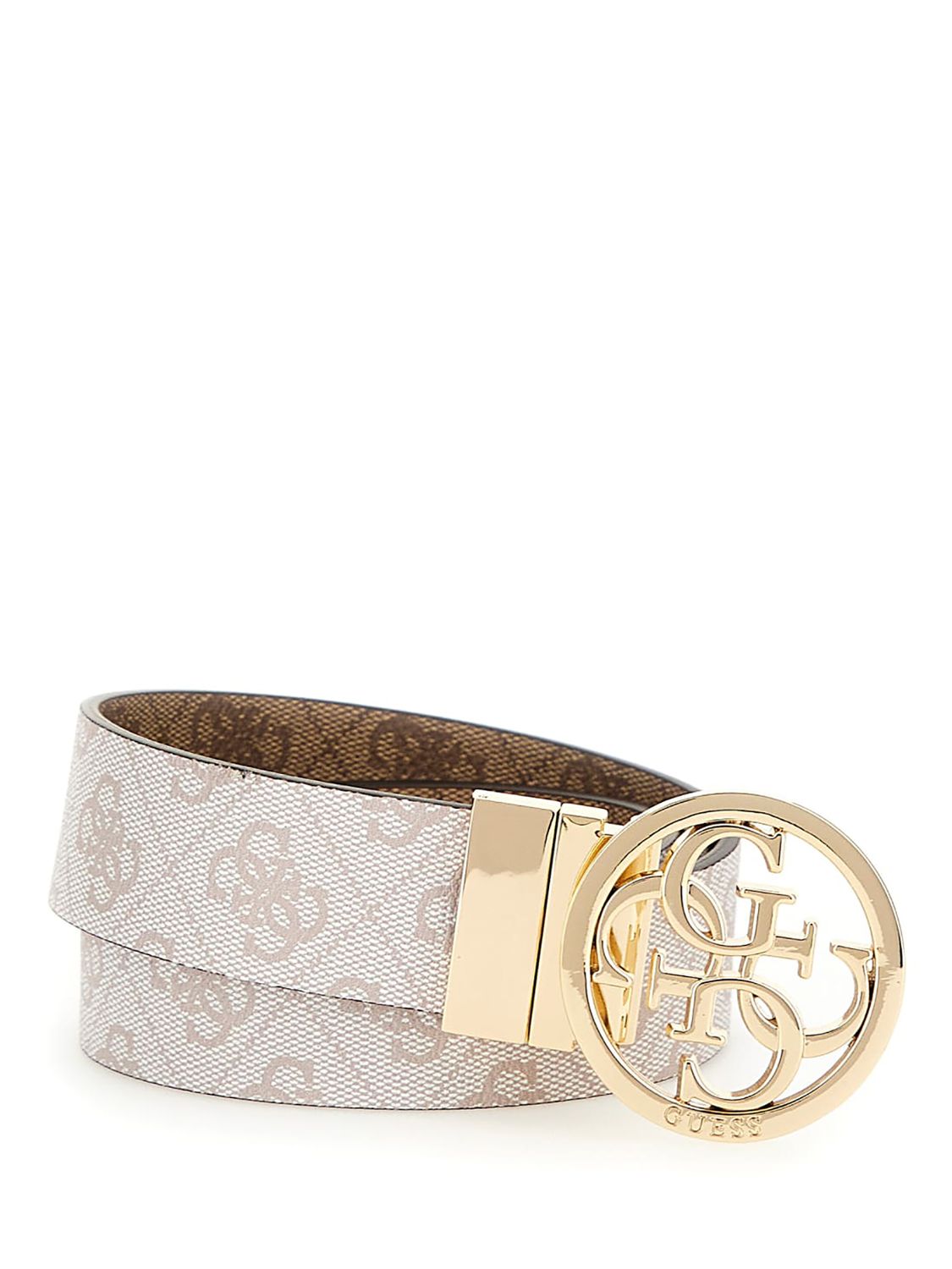 GUESS Reversible Faux Leather Logo Print Belt, Latte/Dove