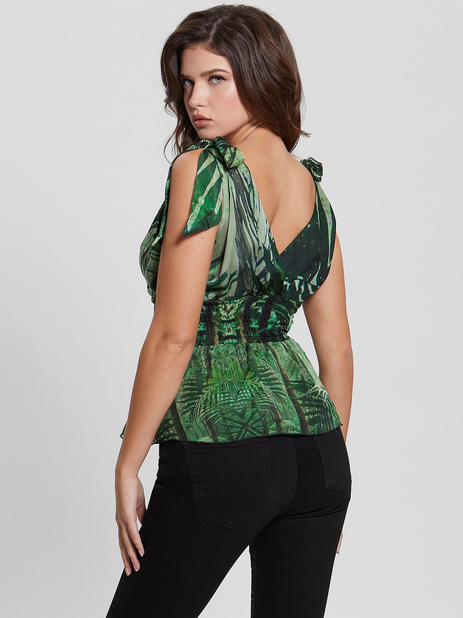 Buy GUESS Roxan Wrap Neckline Silk Blend Top Online at johnlewis.com