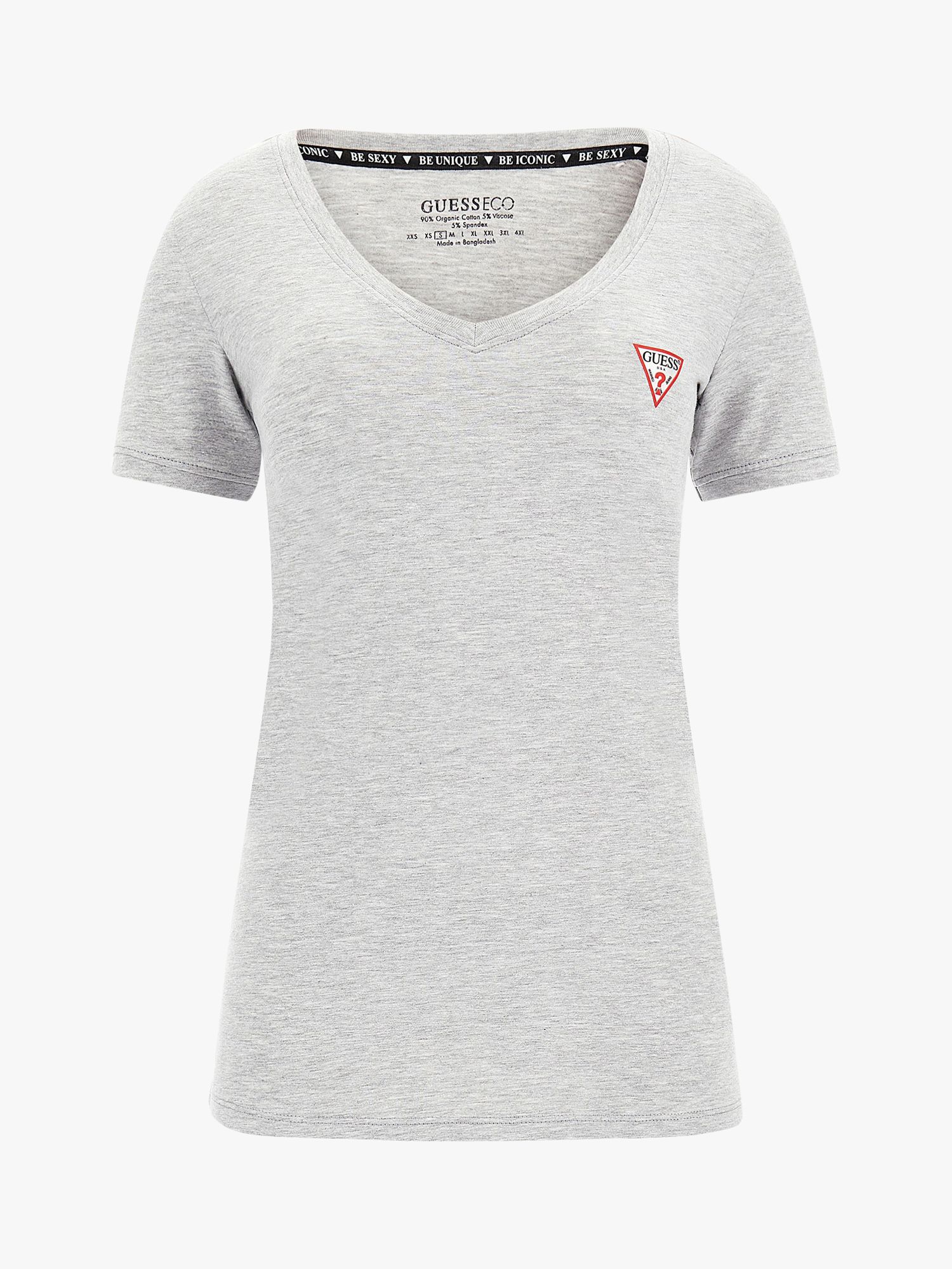 GUESS Essential Mini Triangle Logo T-Shirt, Light Melange Grey, M