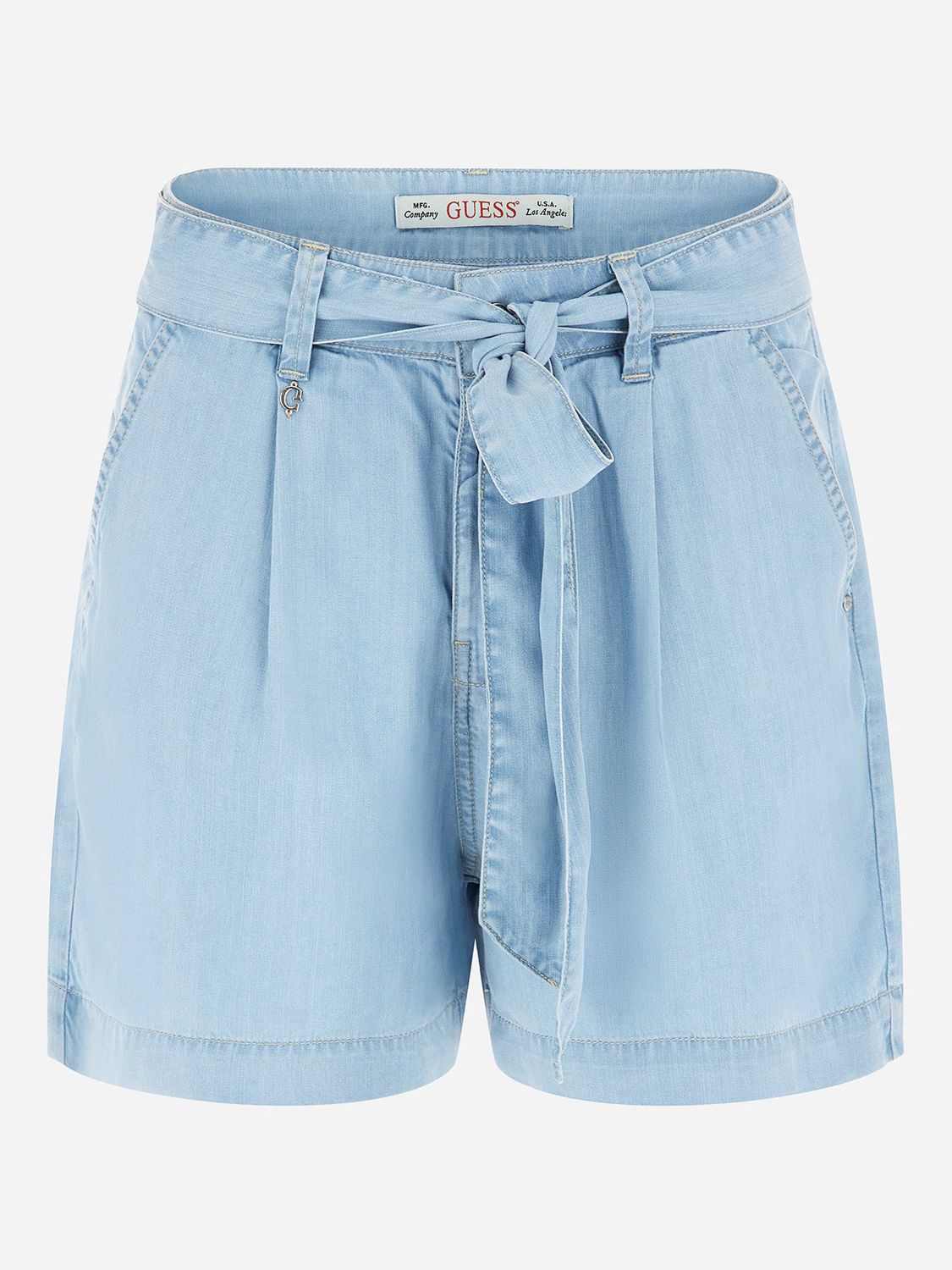 GUESS Nenita Belted Shorts, Light Blue, 26R