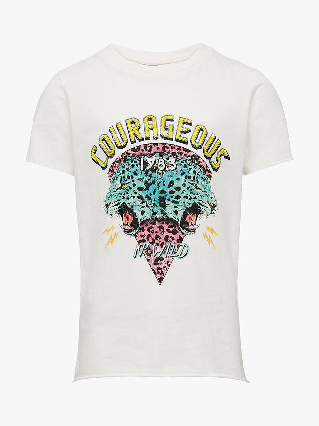 ONLY Kids' Koglucy Courageuos T-Shirt, Cloud Dancer at John Lewis ...