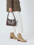 John Lewis Porto Cropped Almond Toe Western Boots, Camel Brown Suede