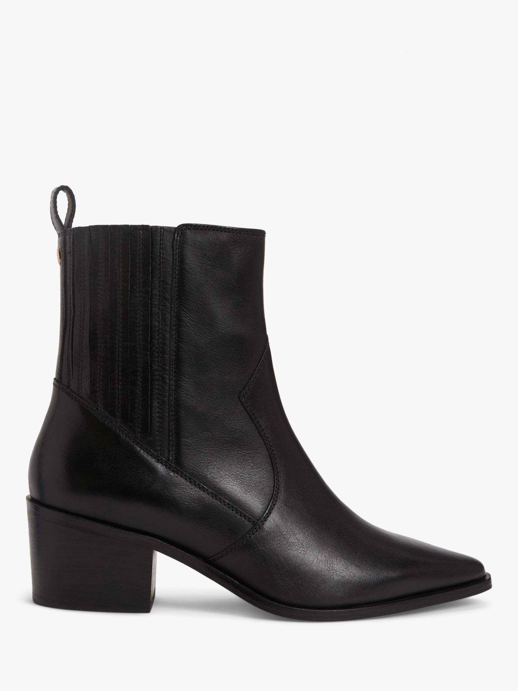AND/OR Pixie Leather Heeled Chelsea Western Boots, Black at John Lewis ...