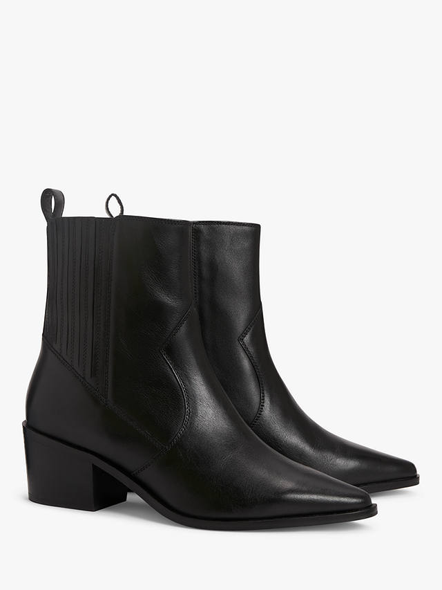 AND/OR Pixie Leather Heeled Chelsea Western Boots, Black Cow Crust