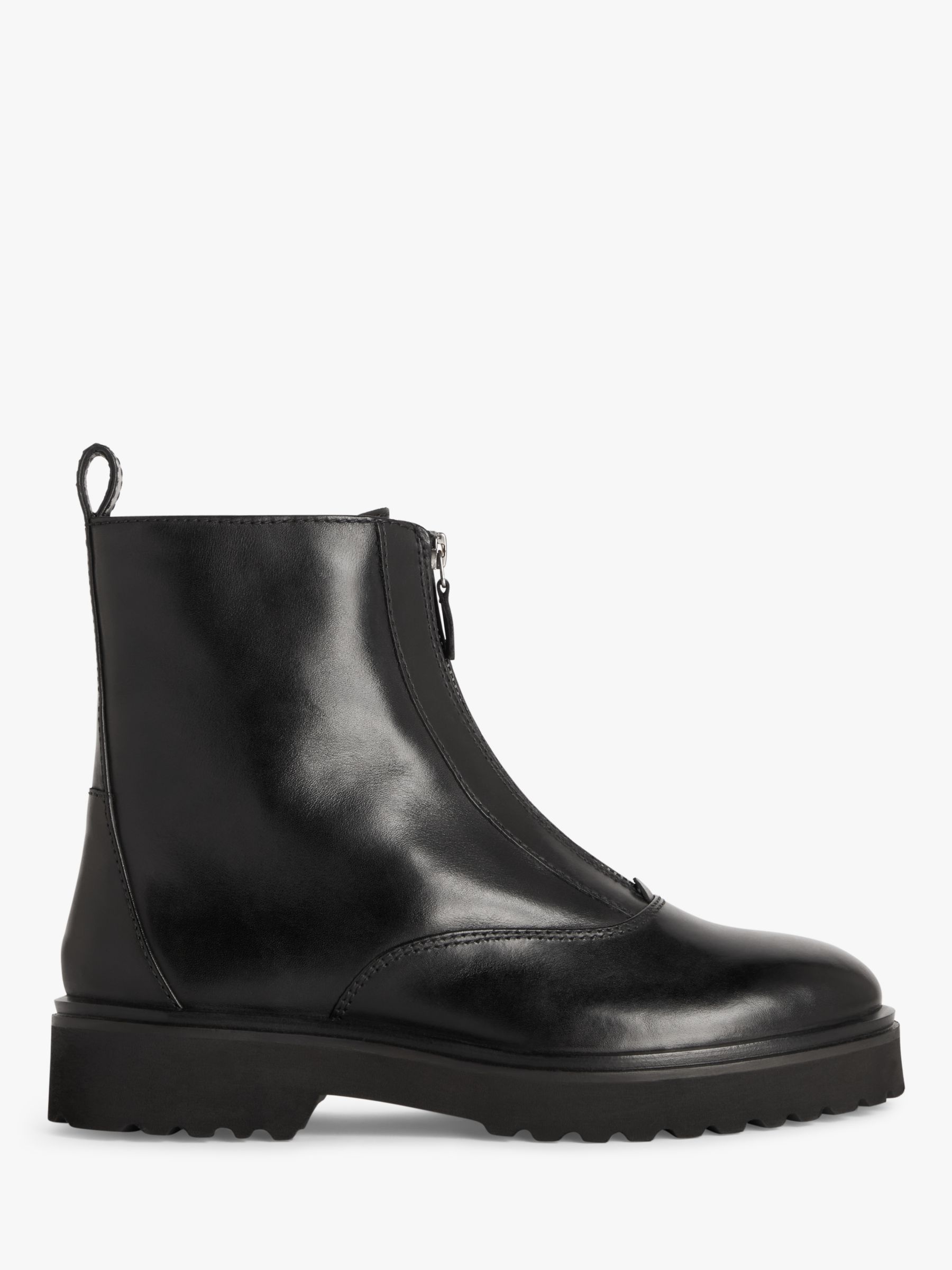 John Lewis ANYDAY Purdie Leather Zip Front Ankle Boots, Black at John ...