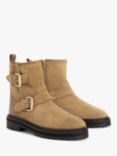 AND/OR River Suede Double Buckle Biker Boots, Light Brown, Sand Cow Suede