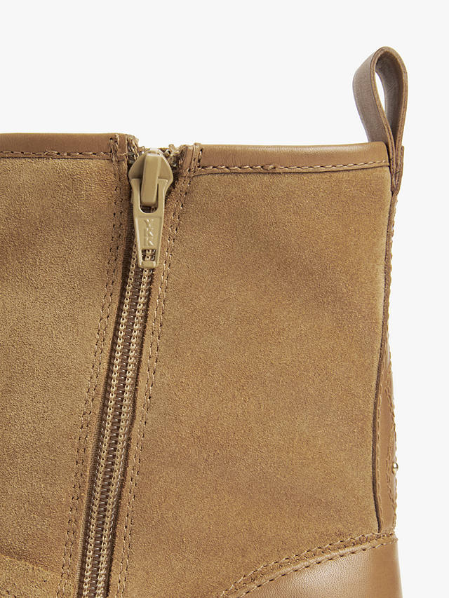 AND/OR River Suede Double Buckle Biker Boots, Light Brown