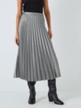 John Lewis Metallic Pleated Skirt, Black/Silver