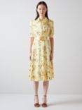 L.K.Bennett Amor Floral Midi Dress, Pale Yellow/Multi