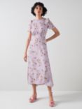 L.K.Bennett Boyd Floral Silk Midi Dress, Lilac/Multi