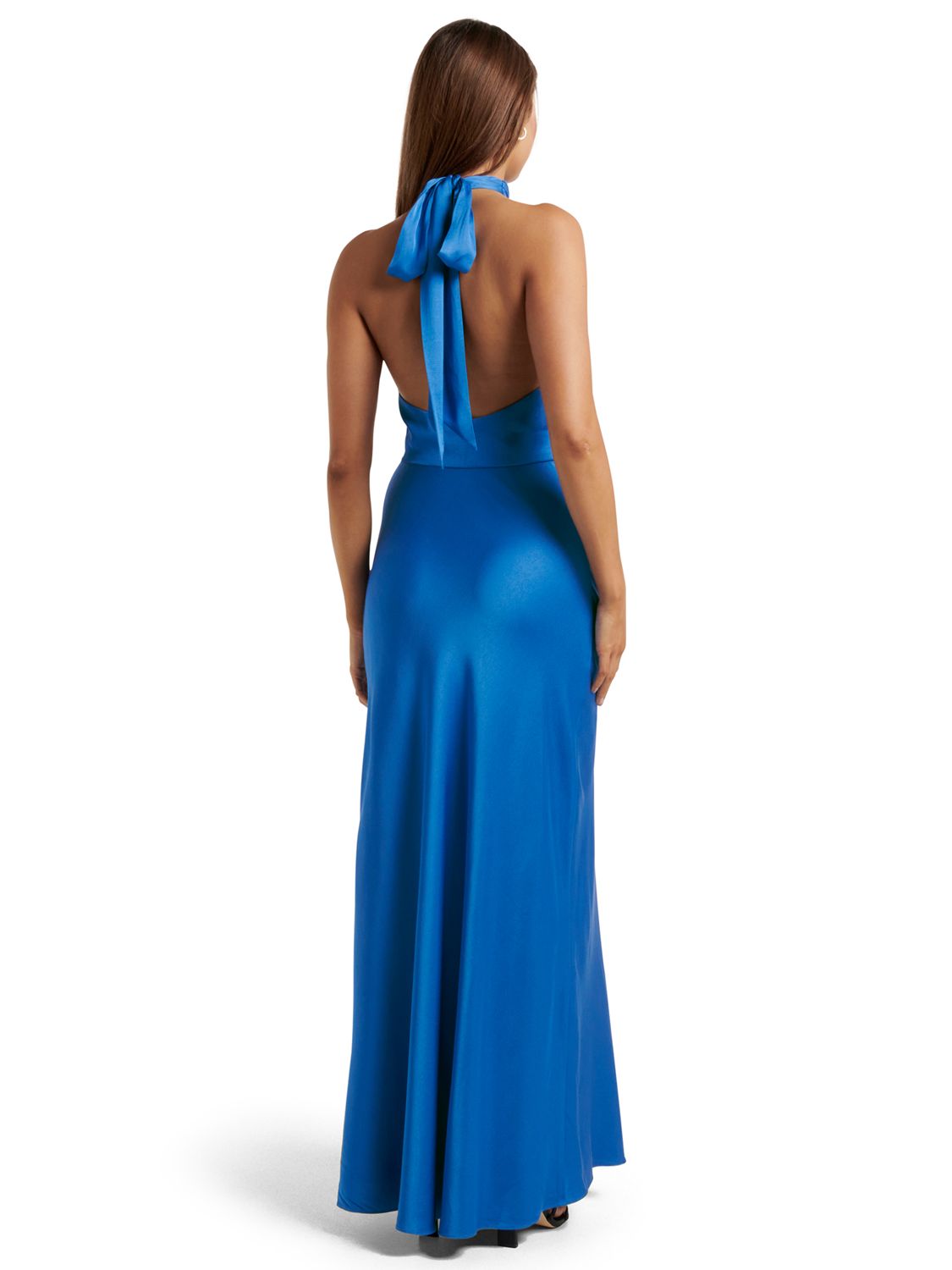 Forever New Yvette Knot Tie Neck Gown Dress, Blue, 6
