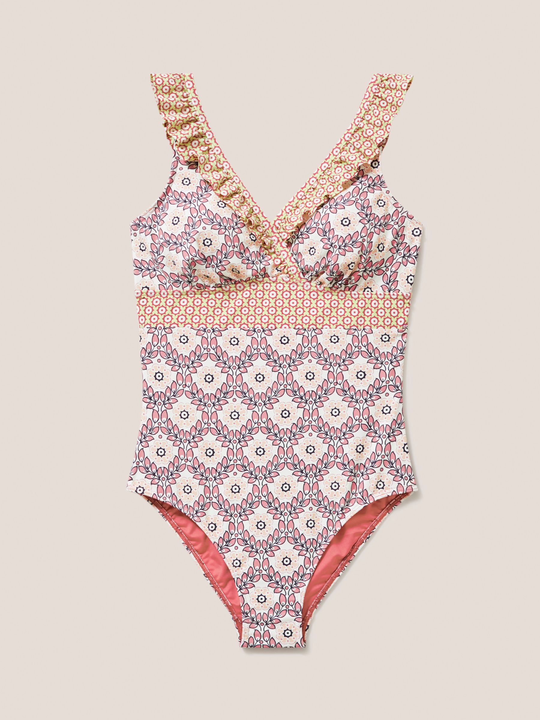 White Stuff Beth High Leg Swimsuit, Multi at John Lewis & Partners