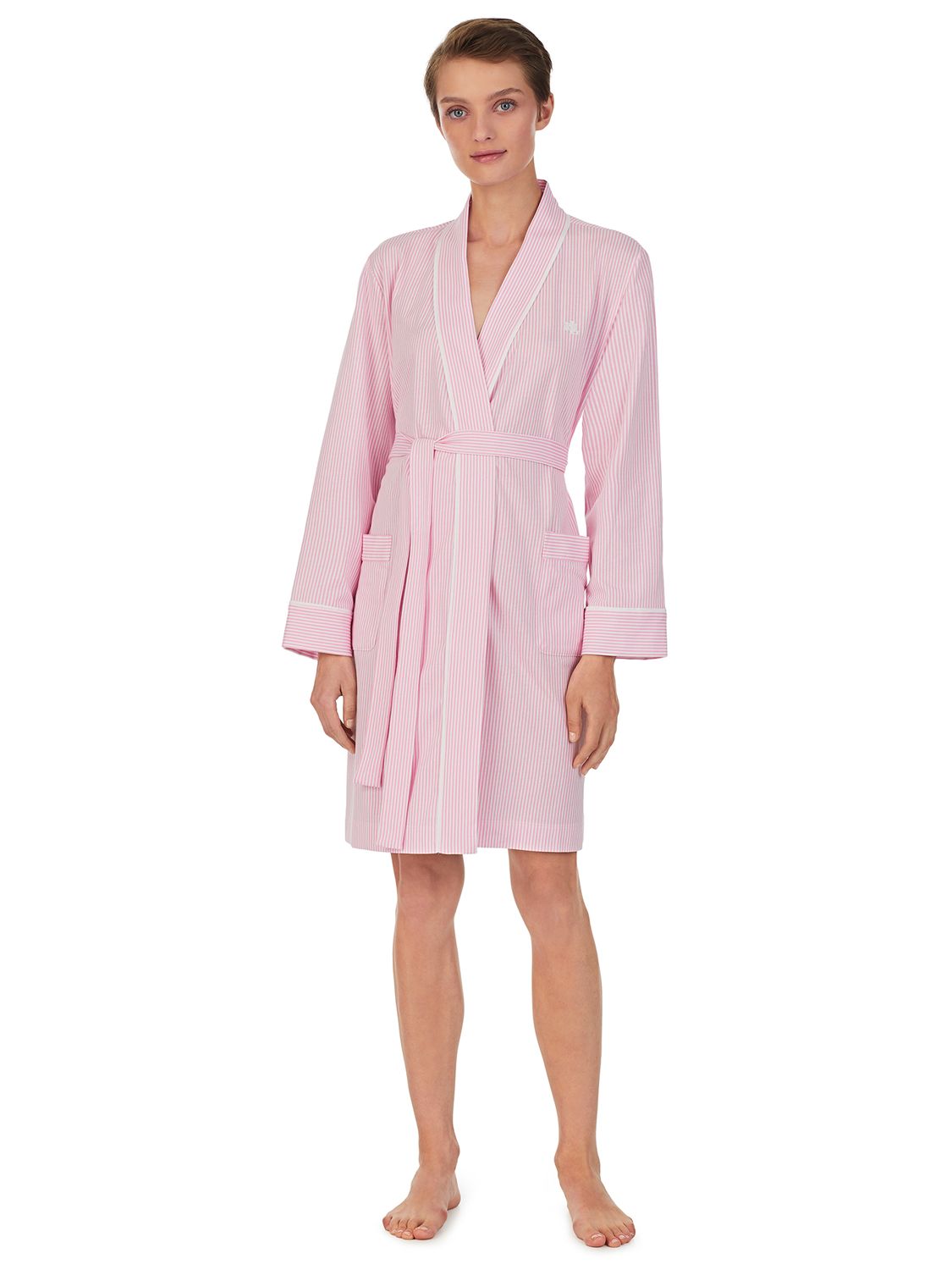 Lauren Ralph Lauren Knit Kimono Wrap Robe, Pink, S