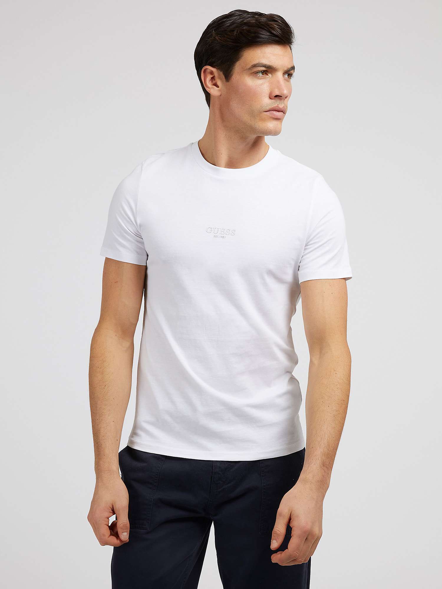 GUESS Short Sleeve T-Shirt, Pure White at John Lewis & Partners