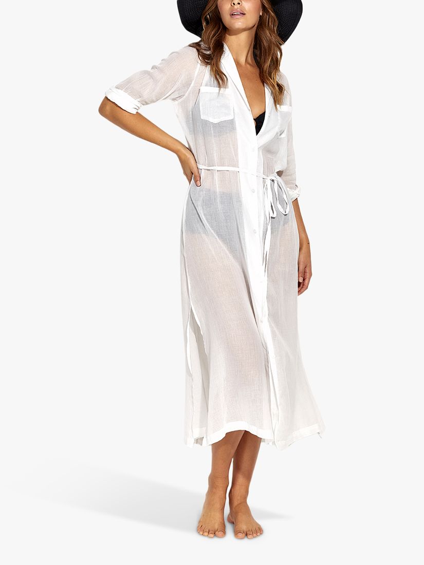 Buy Panos Emporio Ismene Kaftan Shirt Dress, White Online at johnlewis.com
