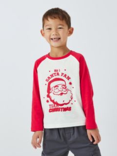 John Lewis Kids' No.1 Santa Fan Christmas Top, Red/White, 2 years